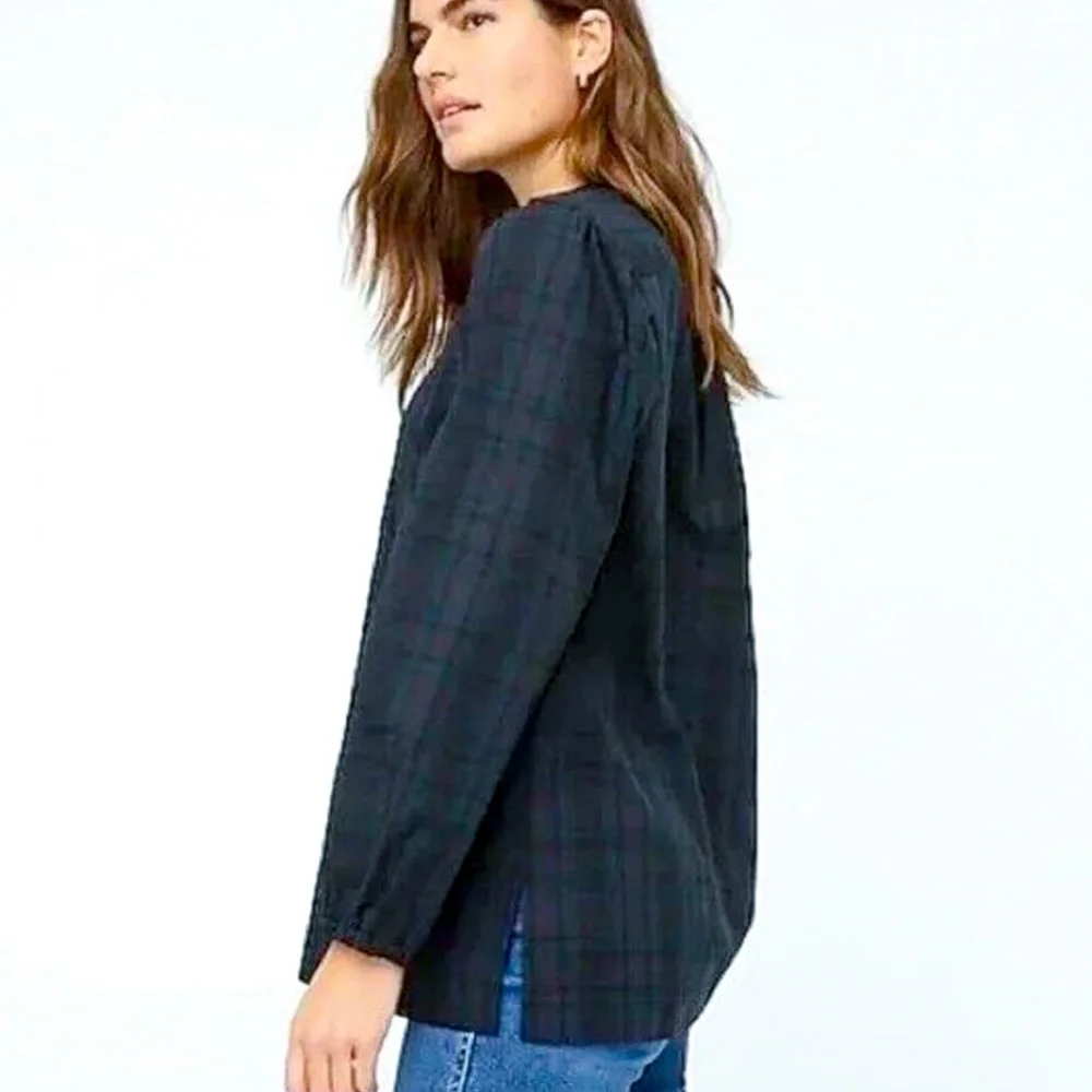 J. Crew NWT Velvet-Trim V-Neck Tunic Watch Plaid size XS